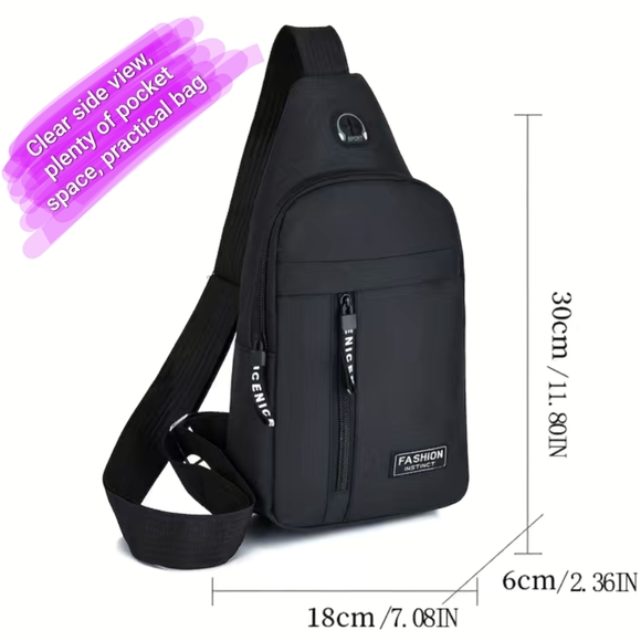 Black Fashion crossbody bag, messenger bag, front/back carry, BNWOT - Picture 9 of 14